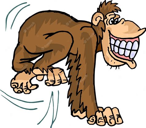 Premium Vector | Funny monkey comic handdrawn animal cartoon character ...