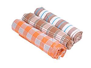 Frooti 3 Piece Cotton Bath Towel-Orange, Brown, Bluewhite : Amazon.in ...