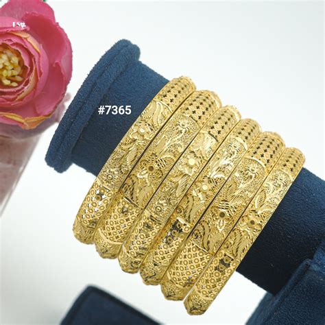Gold Plated BANGLE 1 Gram Gold Plated Jewellery 6 Pcs Bangle Set Model ...