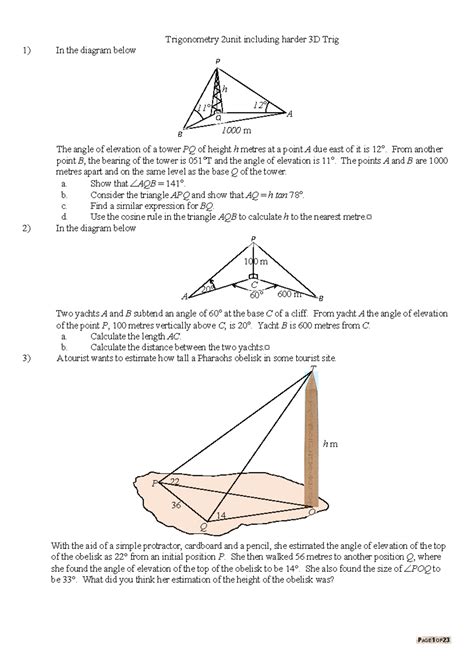 HARD TRIGONOMETRY QUESTIONS - Advanced Problem Set and Solutions - Studocu