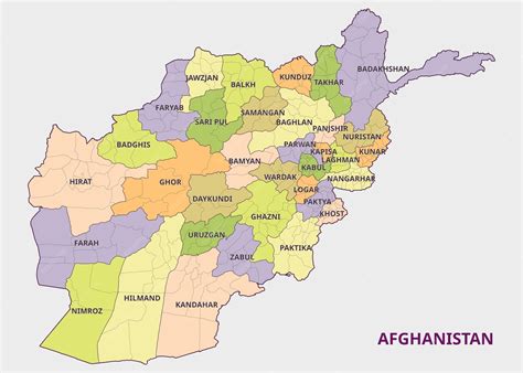 Map of afghanistan provinces and administrative divisions | Premium Vector