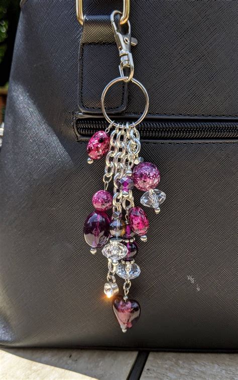 Beaded Purple Purse Charm/ Handbag Accessories / Tote bag charm / Gift ...