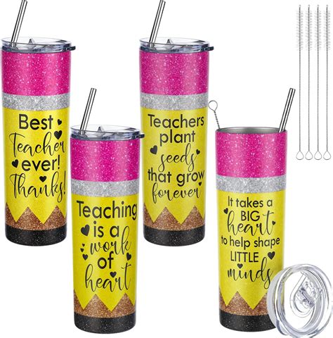 Amazon.com: Sunnychicc 4 PCS 20oz Teacher Appreciation Gifts Tumbler ...