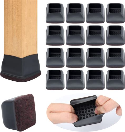 48PCS Square Chair Leg Floor Protectors with Wrapped Felt, Chair Leg ...