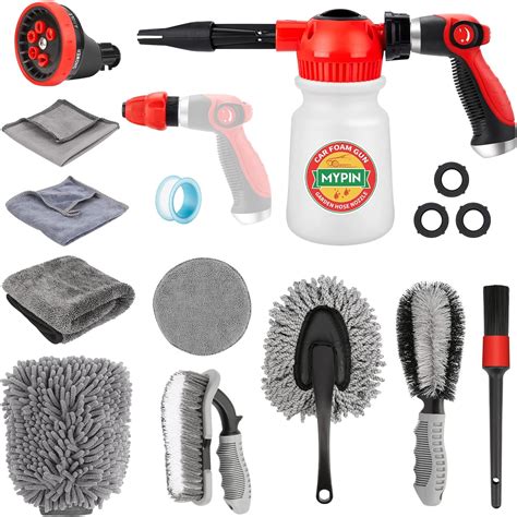 Car Wash Foam Gun Set, Foam Cannon, Adjustable Hose Wash Sprayer with 2.5 to 6 Bars Foam Blaster ...
