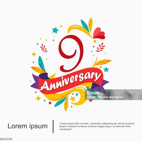 9th Years Anniversary Celebration Emblem Anniversary Logo Isolated With ...