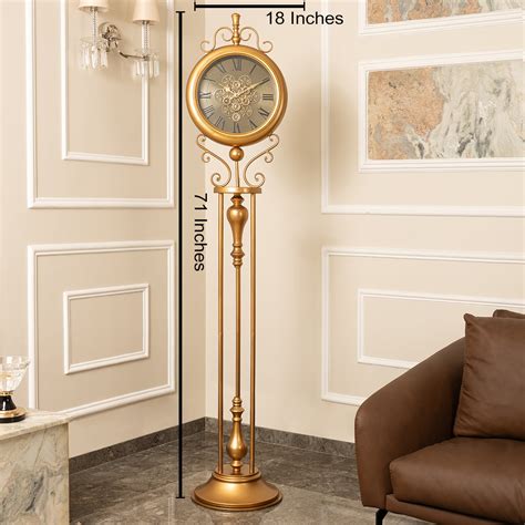 Classic Crown Luxury Designer Standing Clock With Moving Gear Mechanis ...