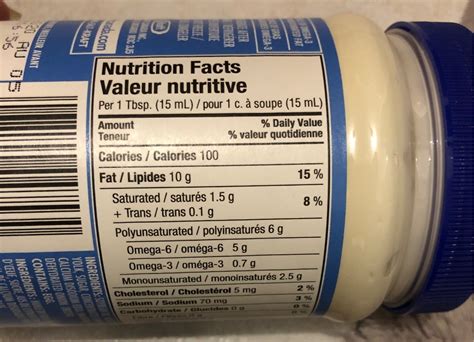 Kraft Mayonnaise Nutrition at Madeline Mair blog
