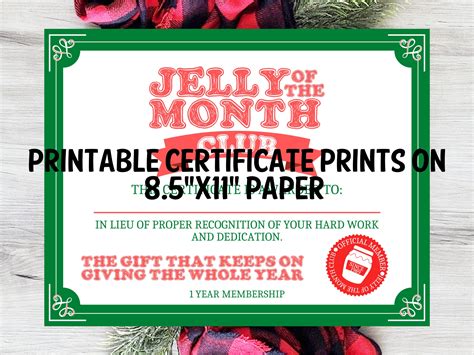 Jelly Of The Month Club Printable - Printable Templates