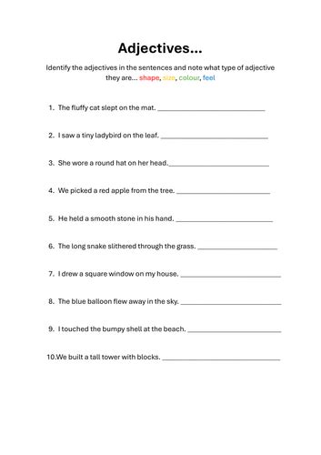 Identifying adjectives and adjective types | Teaching Resources