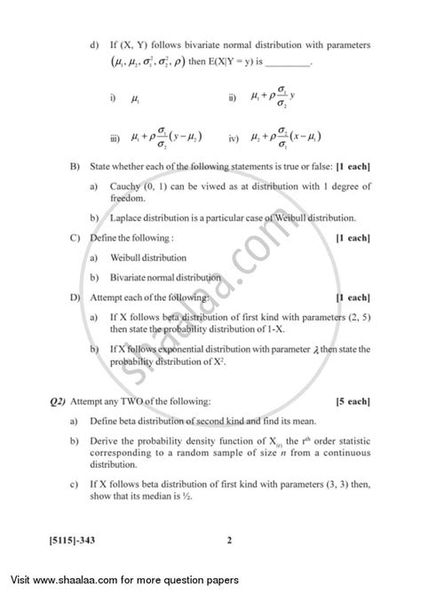 Distribution Theory 2016-2017 B.Sc Statistics Semester 5 (TYBSc) 2013 ...