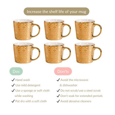 Golden Mirage Cup Set of 6 280ml Online - Premium Coffee Mug | Nestasia