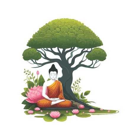 Creative Edge Gautam Buddha Sitting Under Bodhi Tree with Lotus Flower ...