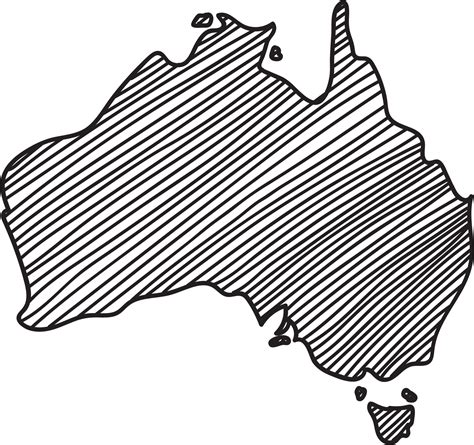 doodle esboço de contorno à mão livre do mapa da austrália. 10330721 PNG