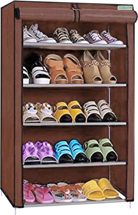 Ebee Iron 5 Shelves Shoe Rack With Cover (Maroon), 26.0 X 11.02 X 25.0 ...