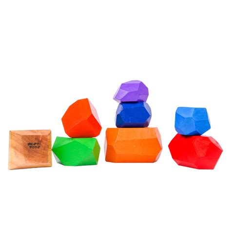 NESTA TOYS - Wooden Stone Balancing Blocks | Rainbow Stacking Sensory ...