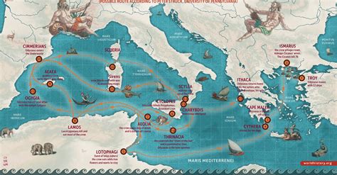 Map of Odysseus’ 10-year Journey Home - World History Encyclopedia