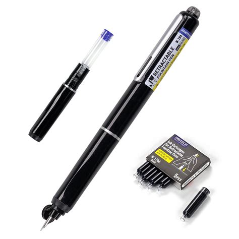 WRITECH Retractable Fountain Pen Set: Fine Nib Black Ink Pens Including ...