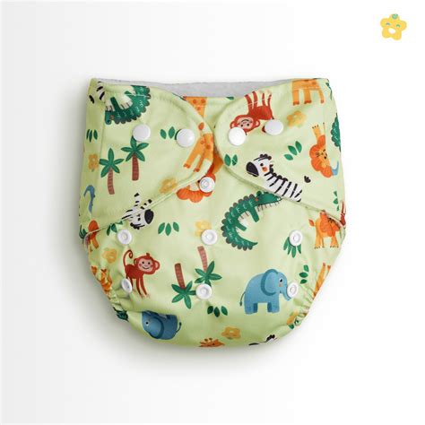 Safe Bottoms Reusuable Cloth Diaper (Light Green Jungle Animals) – Beezpro