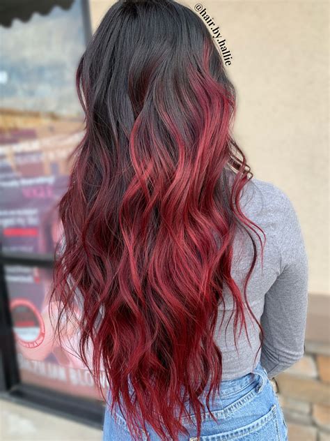 Ombre Hair Black To Dark Red