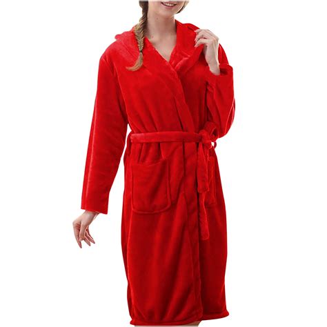 XMMSWDLA Mens Long Robes with Hood Full Length Hooded Bathrobe Fleece ...