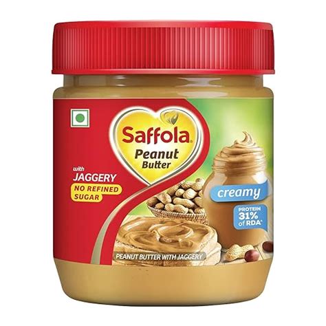 Saffola Peanut Butter, With jaggery, No Refined Sugar, Creamy, 31% RDA ...