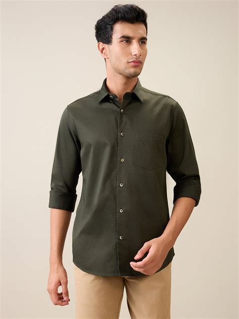 Colorplus Men Green Regular Fit Solid Casual Shirt – MyRaymond