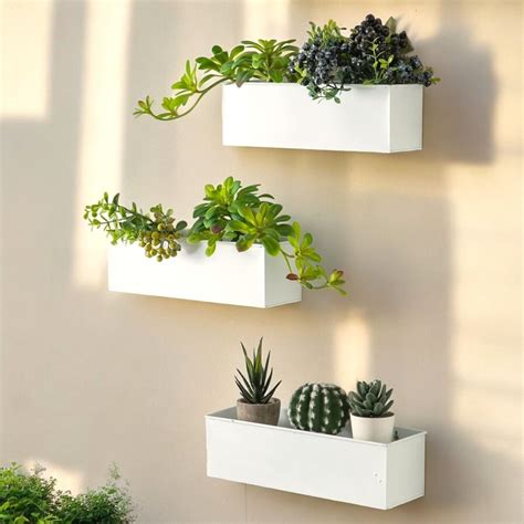 ecofynd Rectangular Metal Wall Hanging Plant Pot, Decorative Modern ...