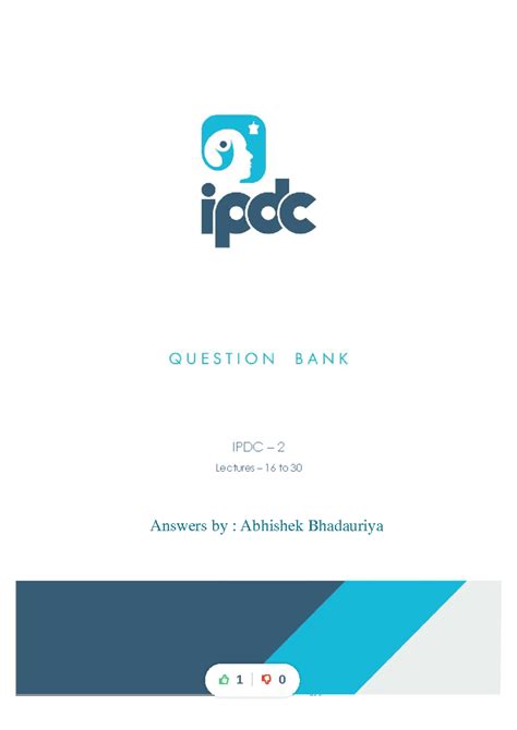 IPdc 2 workbook answer - IPDC – 2 Lectures – 16 to 30 Answers by ...