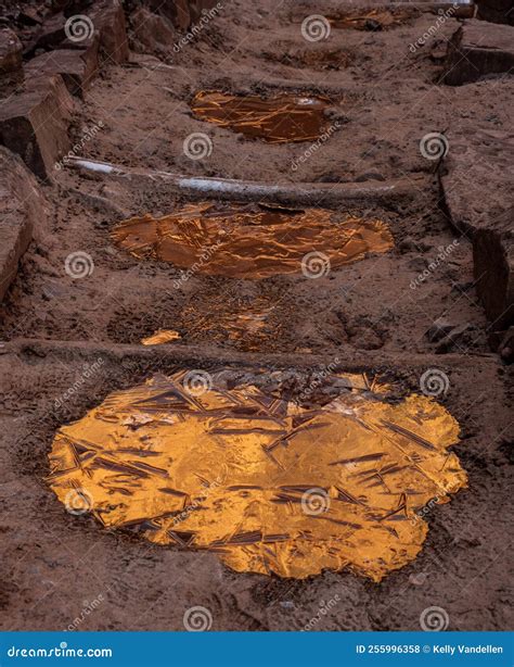 Morning Light Glows in Frozen Puddles Along Bright Angel Trail Stock Photo - Image of wilderness ...