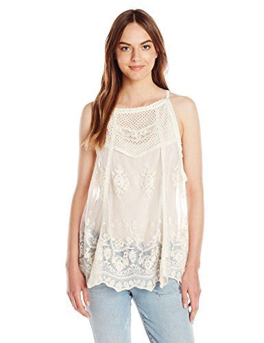Buy Hazel Women's Mixed Lace Cami with Side Ties, Natural, Large at ...