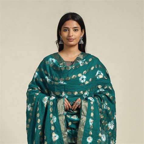 Green Kutch Tie-Dye Pure Mul Cotton Bandhani Dupatta