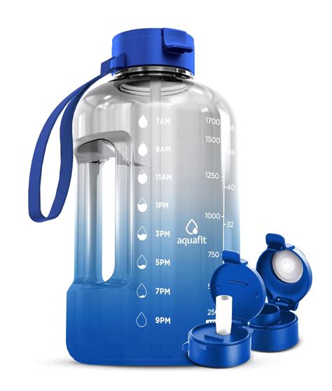 AQUAFIT 64 oz Water Bottle with Time Marker - Straw & Chug Lid - BPA ...