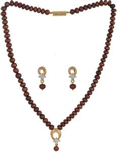 CHANDRANI PEARLS Brass Gold-plated Brown Jewellery Set Price in India ...