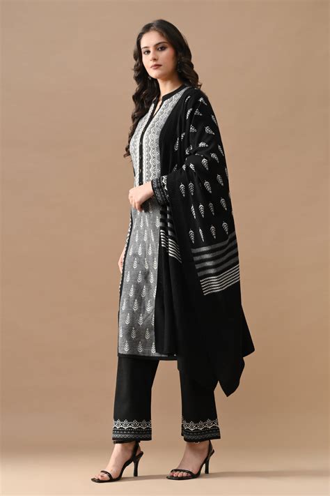 Winter Black Self Design Woven Kurta Set (3 Piece) – SABHYATA CLOTHING