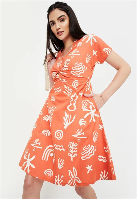 Buy Women Printed Twisted A-line Dress Online at just Rs. 999.0 ...