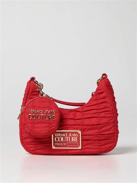 VERSACE JEANS COUTURE: bag in crunchy nylon - Red | Versace Jeans ...