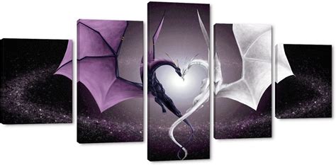 Creative Heart Shaped Dragon 5 Piece Canvas Wall Art | Ubuy India