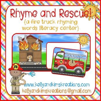 Rhyme & Rescue! {a fire truck rhyming words literacy center} | TPT