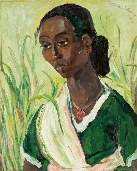 An Indian Woman (In Green Sari) - Irma Stern - Portrait Painting - Life ...