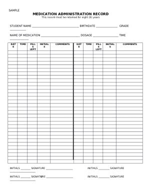 Name medication administration record room number Doc Template | pdfFiller