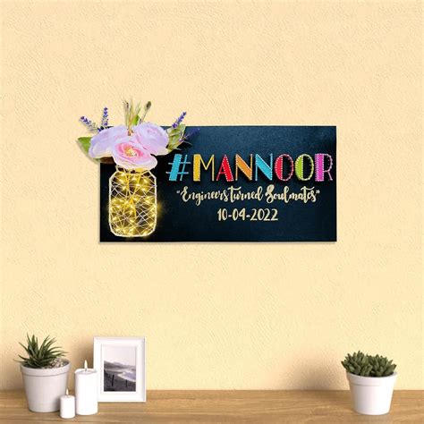 Hashtag String art Nameplate with Light Jar – Stitch&Gift