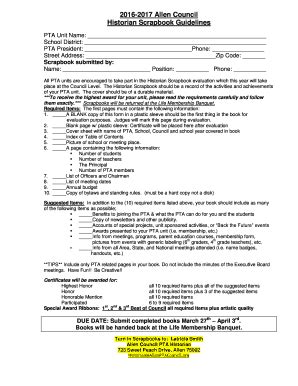 Fillable Online Historian Scrapbook Guidelines Fax Email Print - pdfFiller