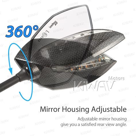 Buy KiWAV Universal Lucifer Style Carbon Motorcycle Mirrors - Dual LED ...