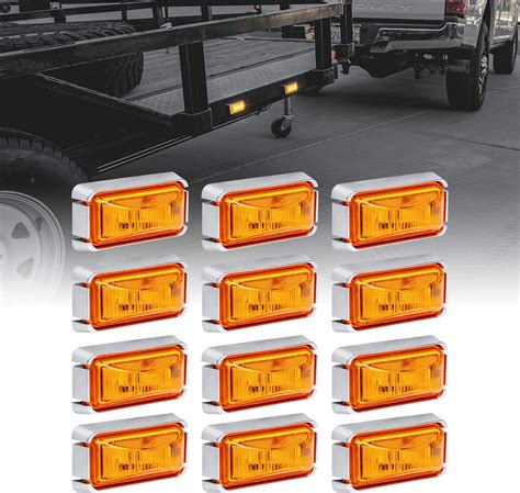 Amazon.com: 12pc 2.5" Amber LED Trailer Marker Light w/Chrome Bezel [DOT FMVSS 108] [SAE P2PC ...