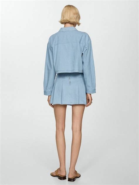 Mango Lester Pocket Denim Overshirt, Blue