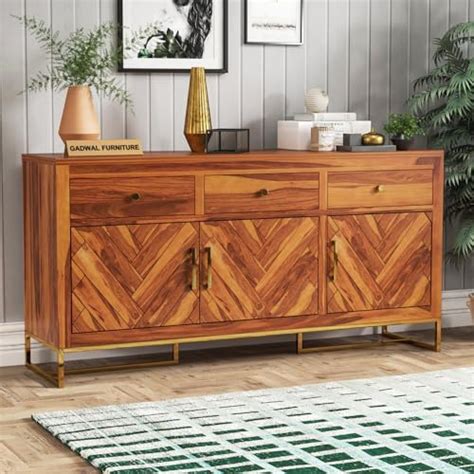 GADWAL FURNITURE Solid Sheesham Wood Wooden Sideboard & Chest of Drawer ...