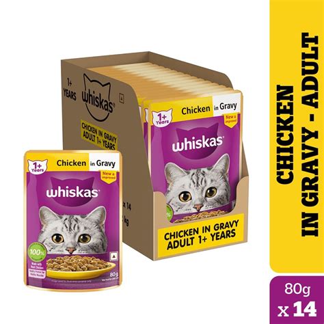 Buy Whiskas Chicken In Gravy Flavour Wet Food for Adult Cat, 1.12 kg ...