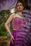 Buy Purple Chanderi, Net, Crepe Sequins, Embroidery Square Lehenga ...