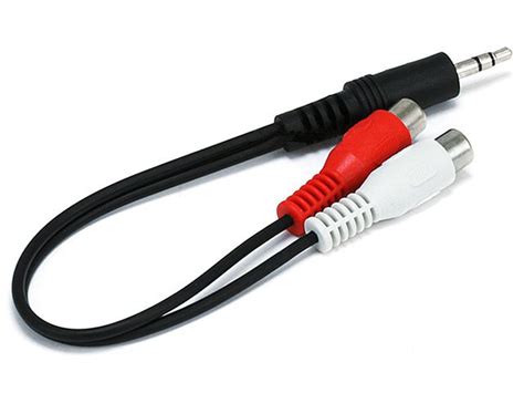 Monoprice 6inch 3.5mm Stereo Plug/2 RCA Jack Cable - Black : Amazon.in ...